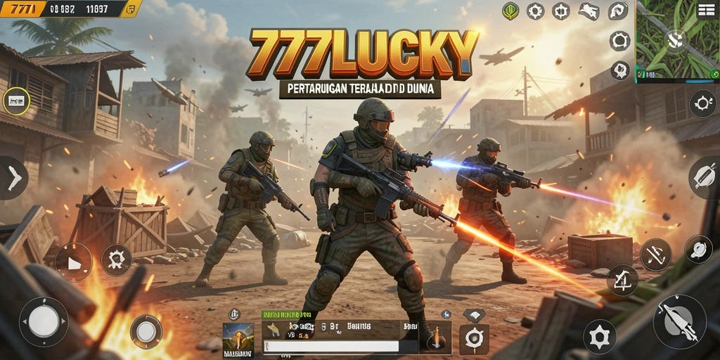 Tampilan gameplay intens di <strong>777LUCKY</strong>, pertarungan seru di arena Battle Royale.