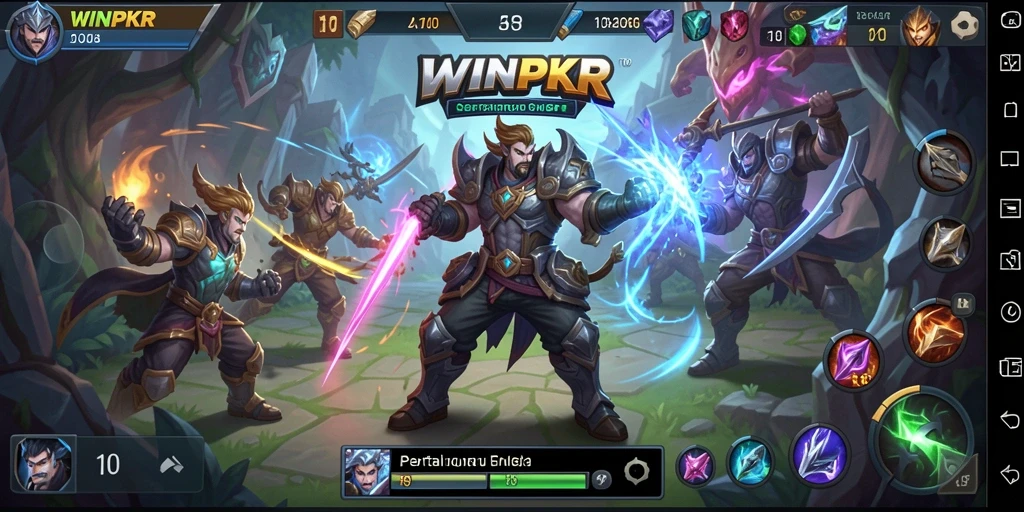 Screenshot gameplay seru dari WINPKR yang menunjukkan aksi MOBA.